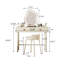 Meuble-lavabo 31,50 po de style crème en acier au carbone blanc avec tabouret de maquillage et miroir