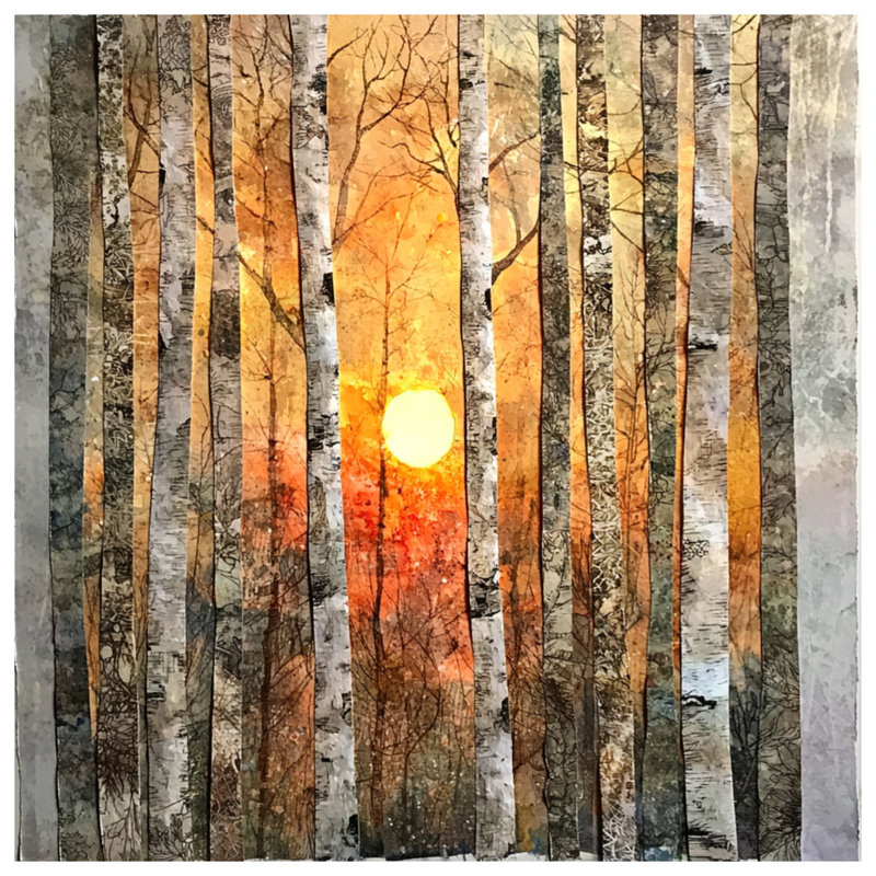 Birch Trees Sunset Comforter, Twin