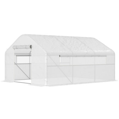 13' x 10' x 6.5' Walk-in Greenhouse with Galvanized Steel Frame, Large Windows and Dual Doors for Outdoor Garden