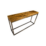 Marble Acid Wash Console Table, Black Nickel Base