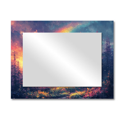 Rainbow And The Sunlit Forest - Landscapes Wall Mirror Art - Printed On Metal