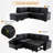 L-Shaped Sectional Sofa Bed Pull Out Sleeper Couch with Storage Ottoman-300587554