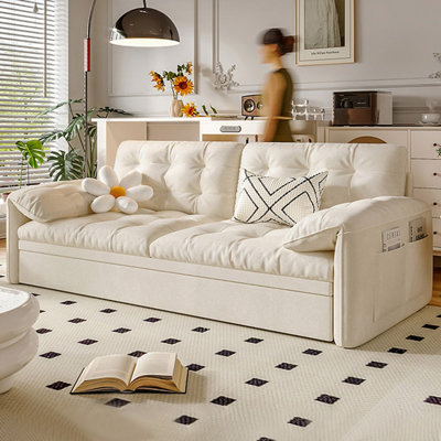 Canapé-lit causeuse 100% polyester beige