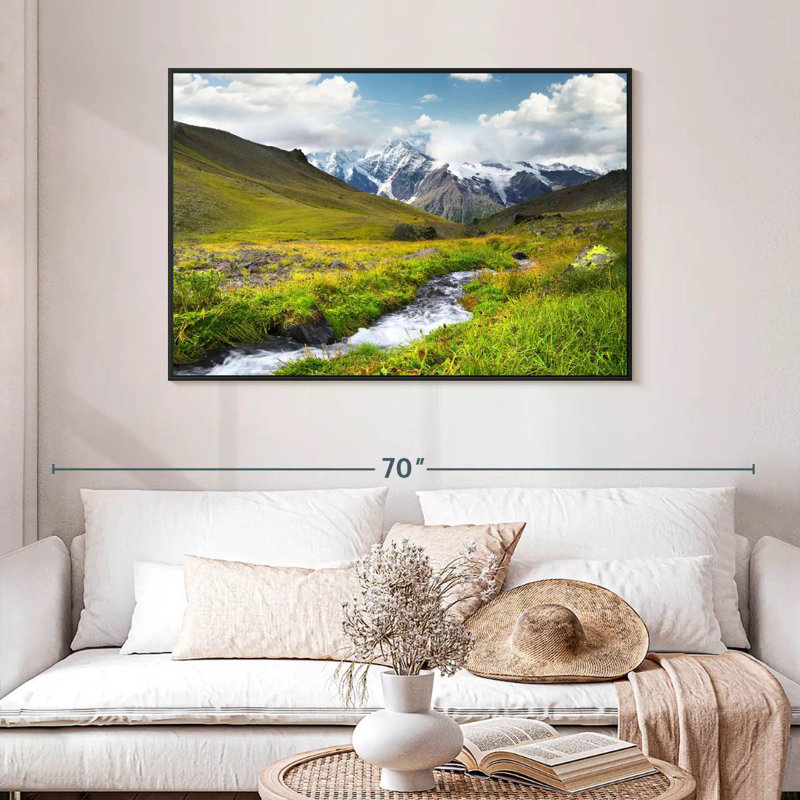 Mountain Valley, 46 po x 31 po, Cadre flottant noir