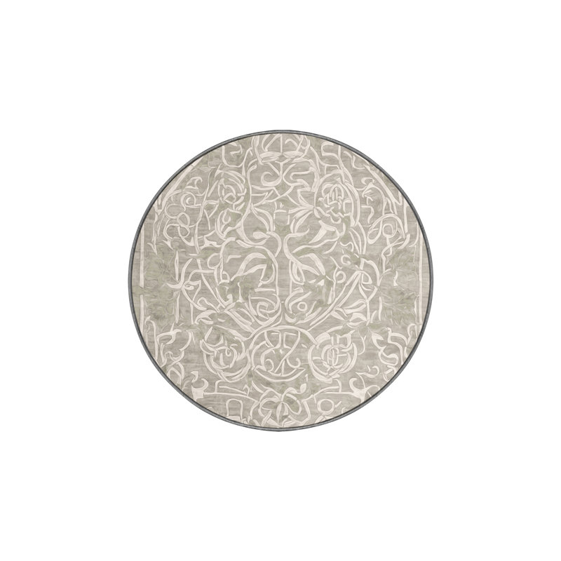 Tapis gris soyeux et moelleux, Rond 5 pi