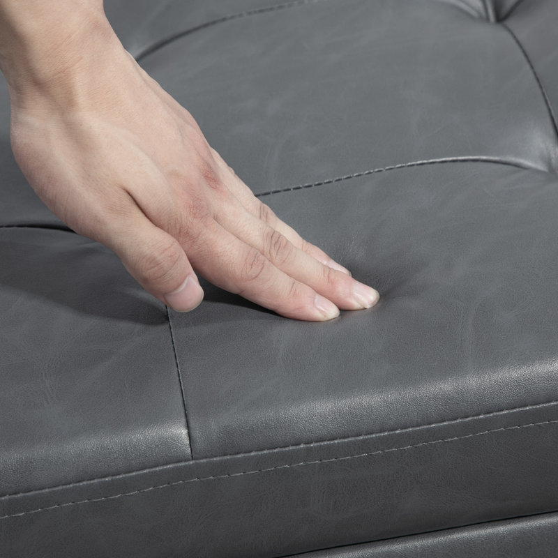 Banc de rangement avec repose-pieds 2 en 1 gris