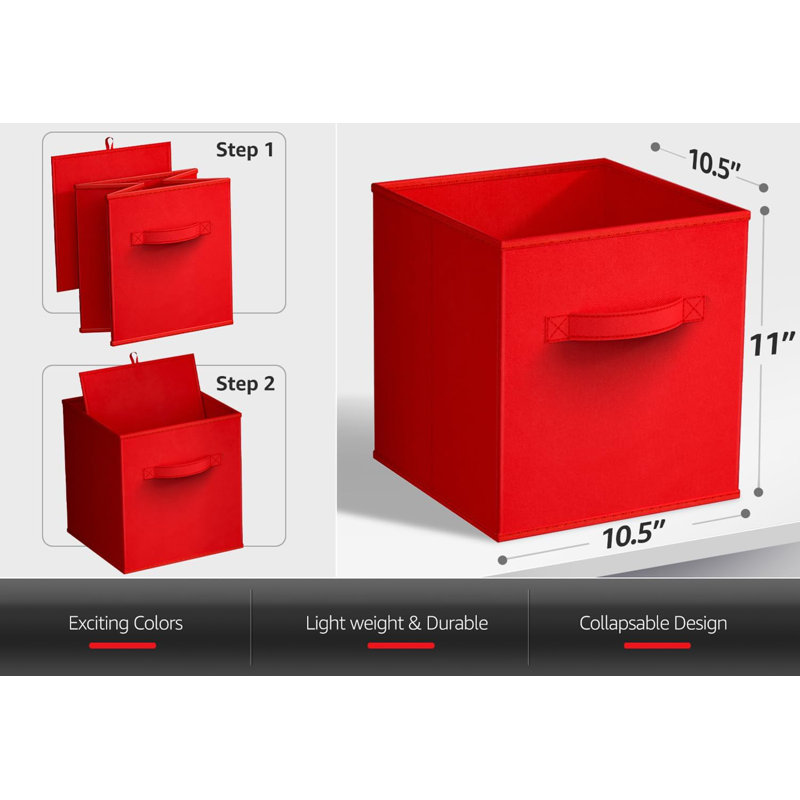 Symple Stuff Fabric Decorative Bin, Red