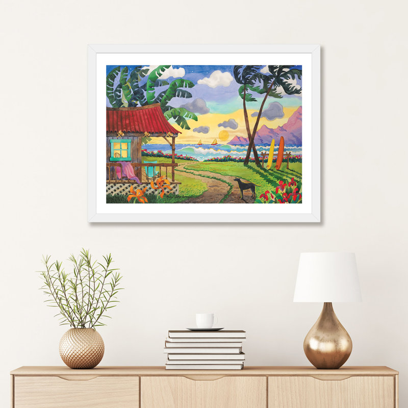 Coucher de soleil au paradis par Robin Wethe Altman - reproduction d'art, H 24 po x l 32 po x P 1 po, Papier encadré blanc