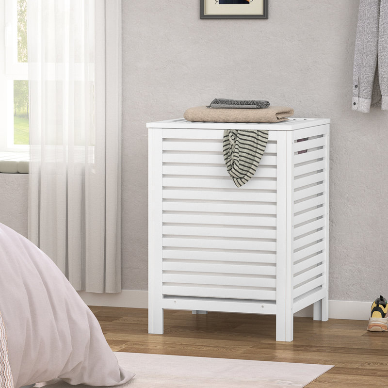 Panier à linge en bambou, Blanc