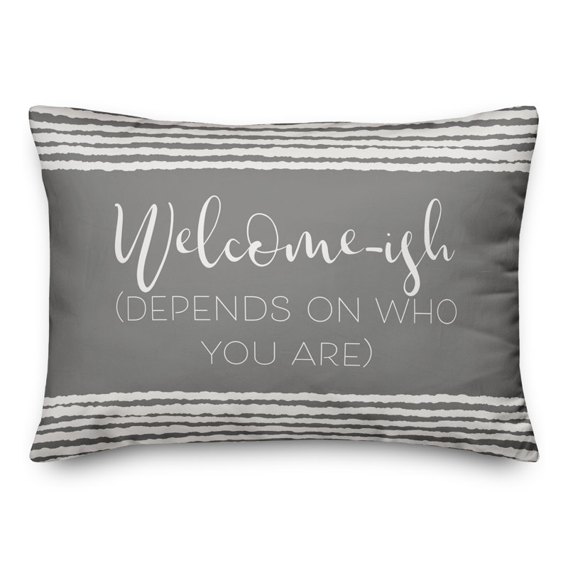 Coussin décoratif, H 18 po x l 25 po, Gris