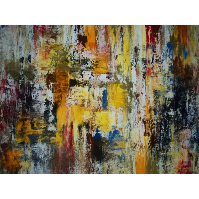 «Abstract Composition 977» par Angel Estevez - peinture encadrée, Toile encadrée noire, H 24 po x l 32 po