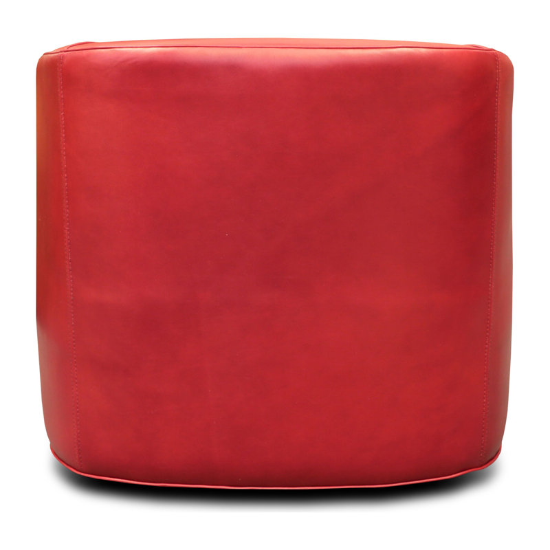 Red Leather Swivel Barrel Accent Chair