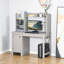 Bureau d'ordinateur de ferme avec huche et armoire, bureau à domicile avec rangement, pour bureau-1189922677