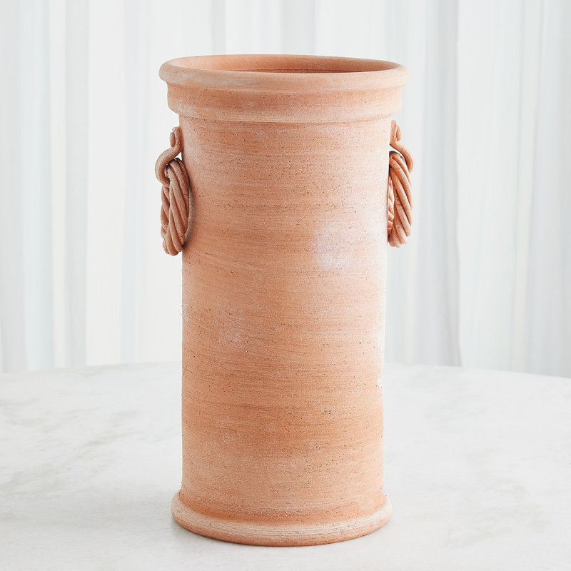 Récipient à poignée en corde, Tanné, Terracotta