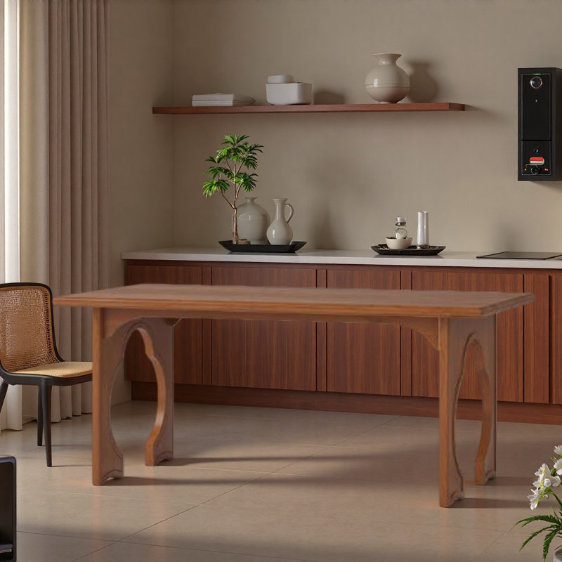 Table de salle à manger française rétro, H 29,53 po x L 78,74 po x l 35,43 po, Brun