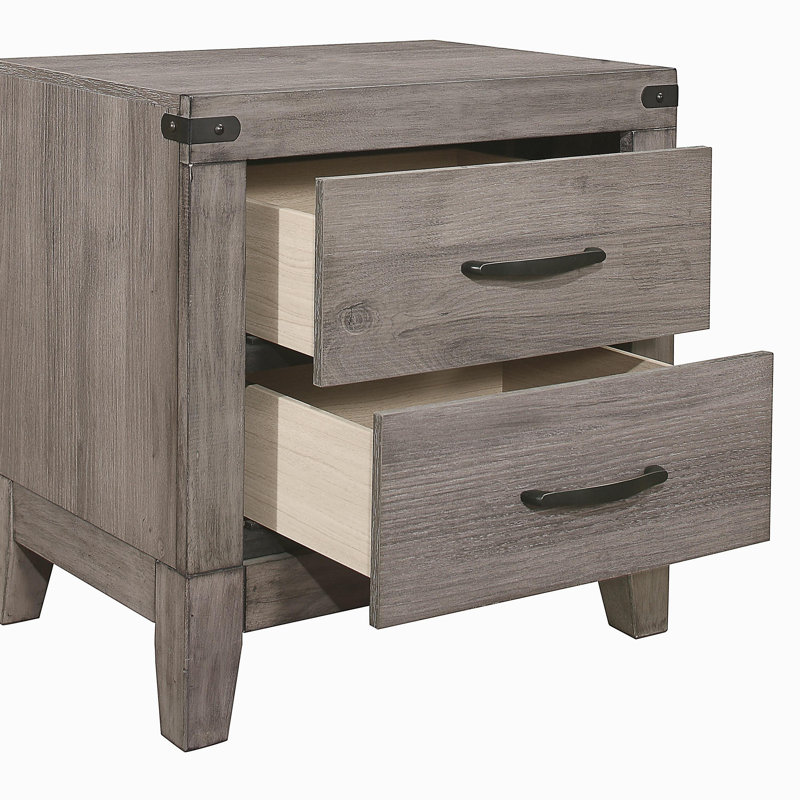 Table de chevet en mélamine laminée 2 pièces avec table de chevet en mélamine gris foncé et brun foncé