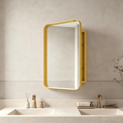 Armoire de rangement moderne pour salle de bain rectangulaire avec miroir 23,6 "x 15,7" Modern