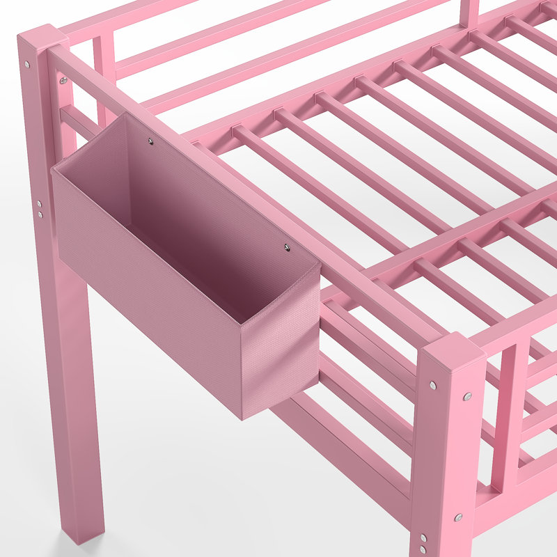 Lits jumeaux gain de place avec rangement, MDF et métal, style moderne pour chambre d'enfant/mezzanine