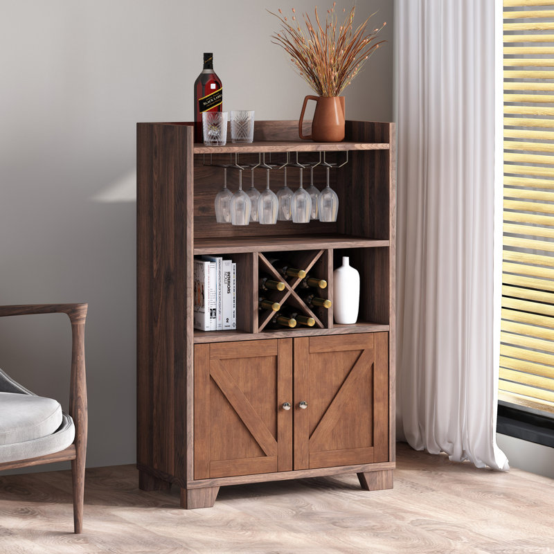 Chariot de cuisine avec armoire de bar en bois d'hévéa