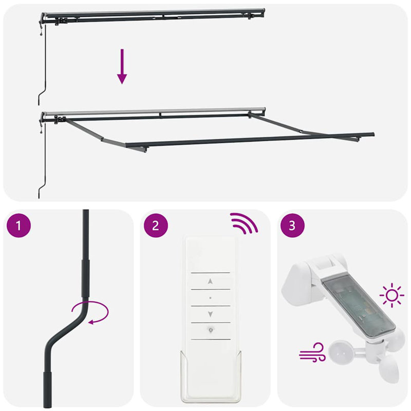 VidaXL Retractable Door / Window Awning, 300 cm W x 250 cm D, Anthracite
