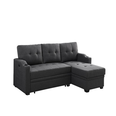 83"" Wide Linen Reversible Sleeper Sofa & Chaise -  Latitude Run®, D7B7D7AD512345AD9AF601A505BA03C4