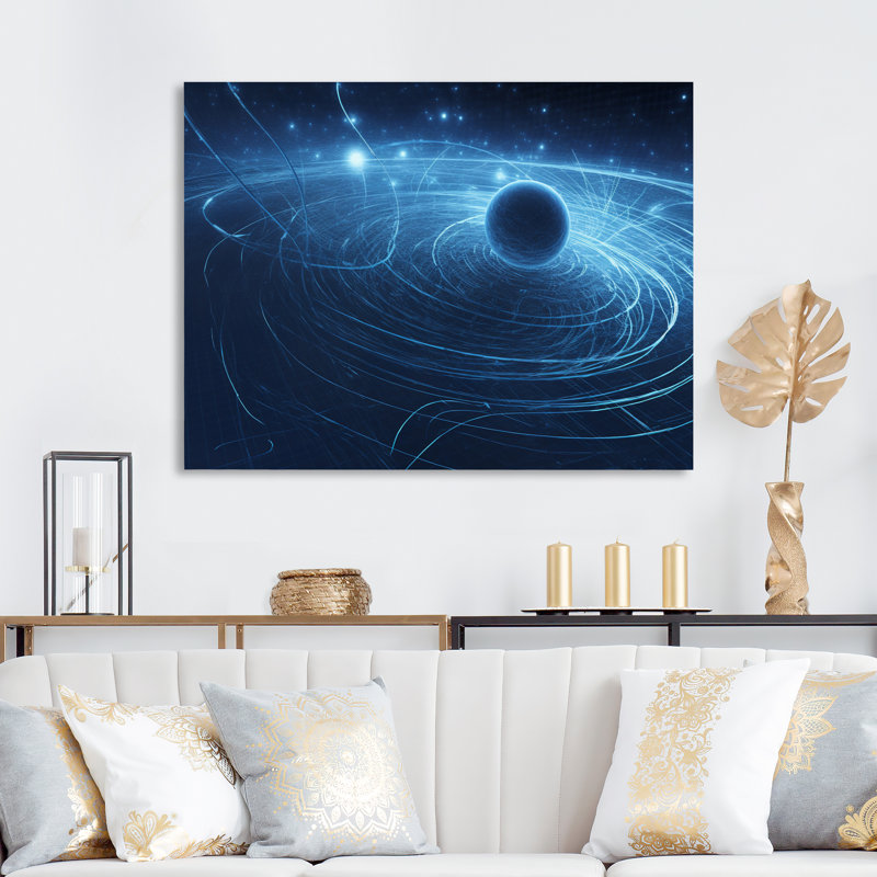 Système solaire bleu galaxie magnétique - impression, H 12 po x l 20 po x P 1 po, Toile tendue