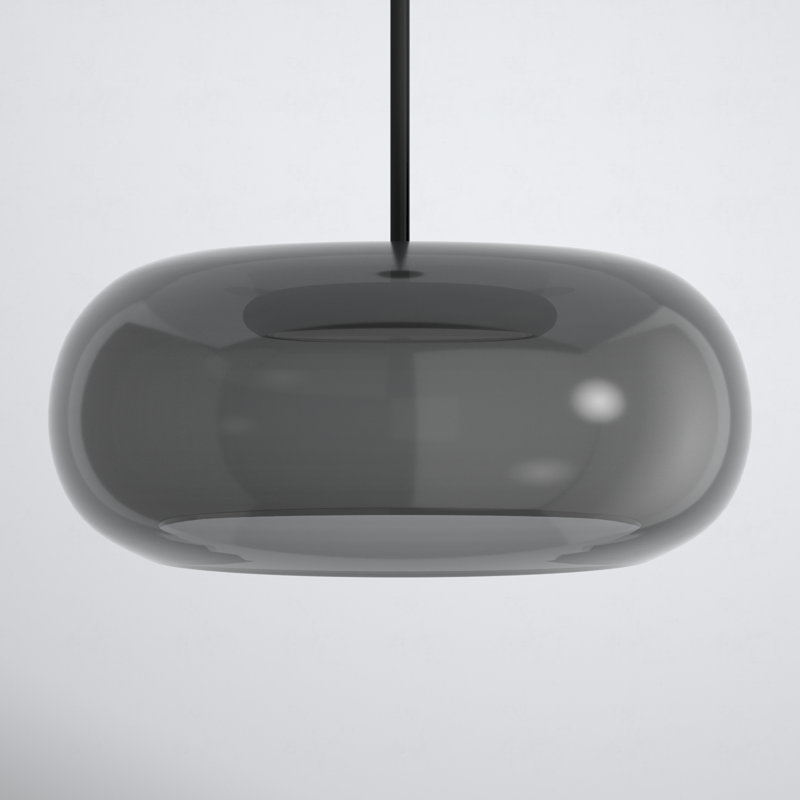 1-Light Single Drum LED Pendant, Smoked