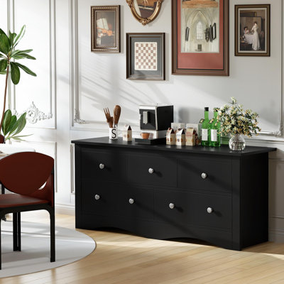 Modern 5-drawer Double Dresser, 52" W