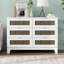 Commode 6 tiroirs Farmhouse, commode rustique, commode en bois, armoire de rangement large avec poignées en métal-1090671202