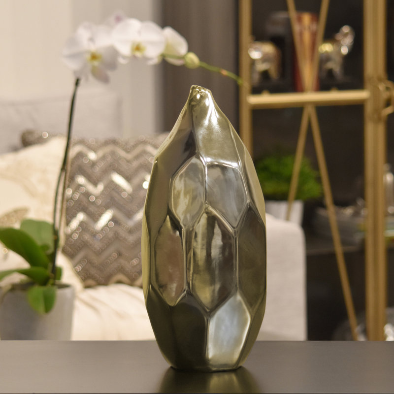Shonna Ceramic / Porcelain Table Vase, Gold