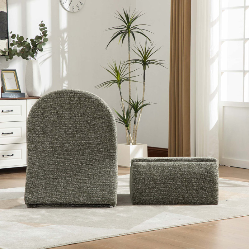 Fauteuil d'appoint avec repose-pieds Modern Chenille, Green