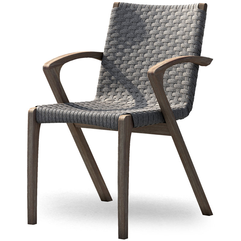 Verge Outdoor Dining Armchair, Shades of Gray Cord and Distressed Eucalyptus
