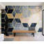 Murale abstraite pelez et collez - Motif géométrique bleu-945961942