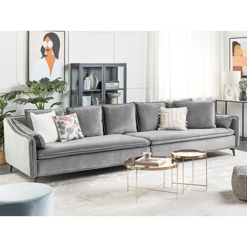 Renni 4 Seater Velvet Sofa, Light Grey