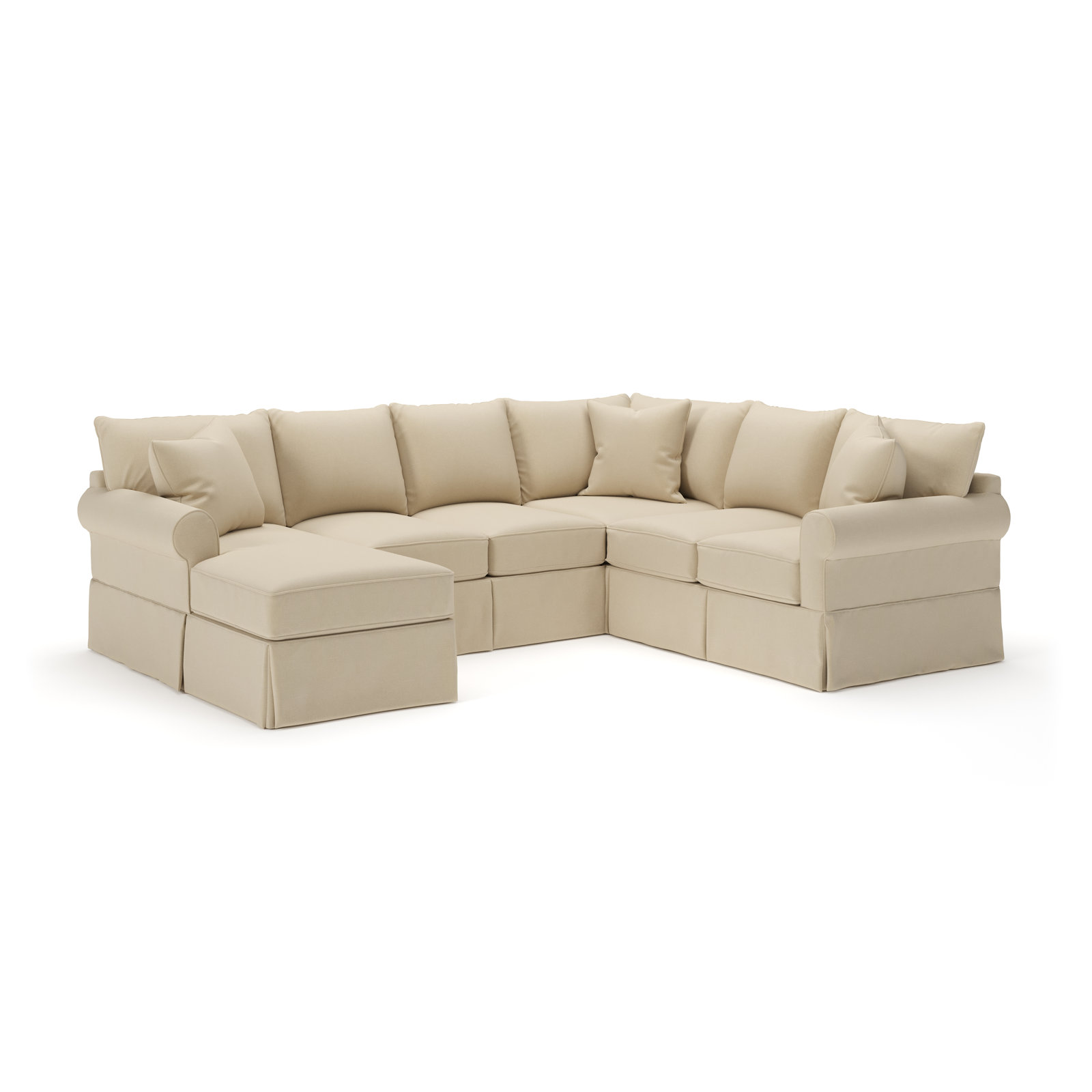 Amari Slipcovered U-Sectional, Bayou Stone Canvas, Left Hand Facing