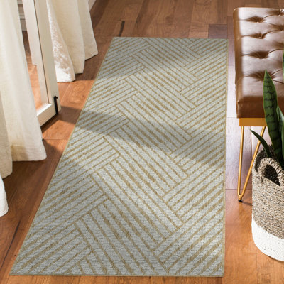 Haajrah Contemporary Geometric High-Low Performance Indoor/Outdoor Area Rug