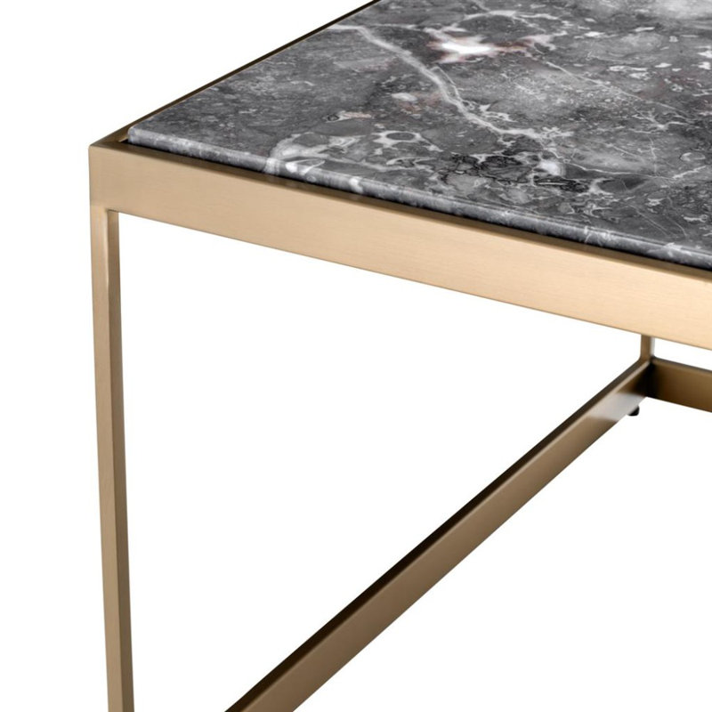 La Quinta End Table, Brass, Gray