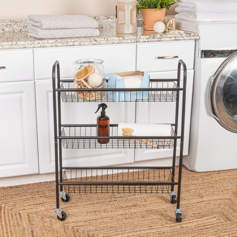 3 Basket Storage Cart, Matte Black