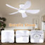 Ventilateur de plafond encastré à profil bas 32/36/46/52 po avec éclairage et télécommande-649039931-649039910