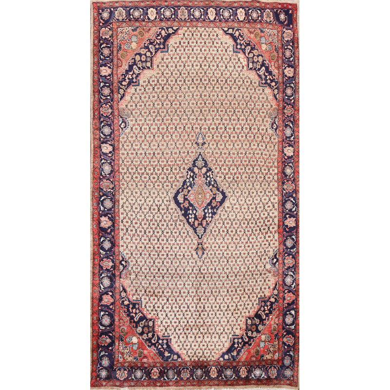 Tapis géométrique motif persan Sarab noué à la main 5 x 10