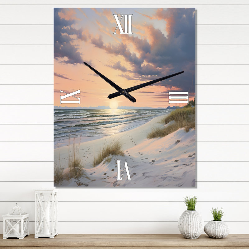 Coucher de soleil rose pastel doux sur la plage Ocean Serenity, Grand