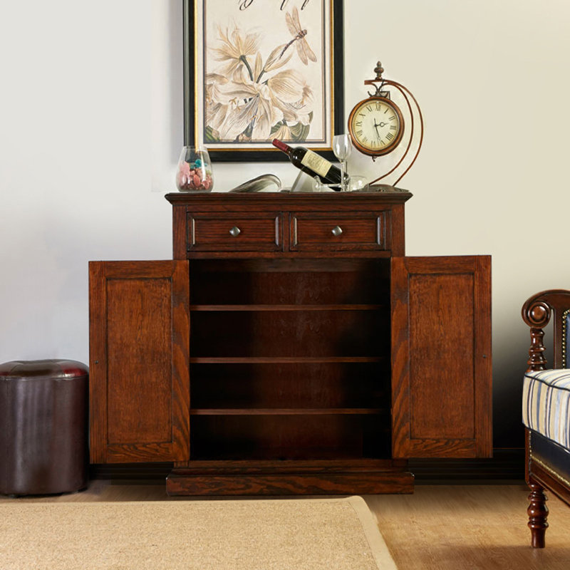 16 Pair Solid Wood Shoe Storage Cabinet