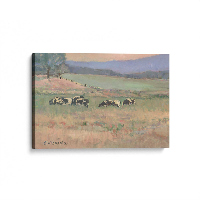 «Cows in Pasture» par Stephen Calcasola, reproduction d'art sur toile, H 30 po x l 40 po, Toile tendue, Ne s’applique pas
