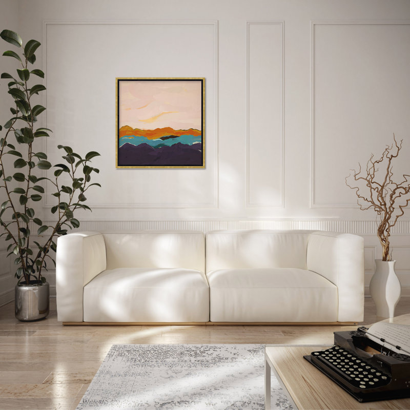 Nature Inspired Twilight Silhouette, 48" H x 48" W, Floated Framed Canvas, Gold