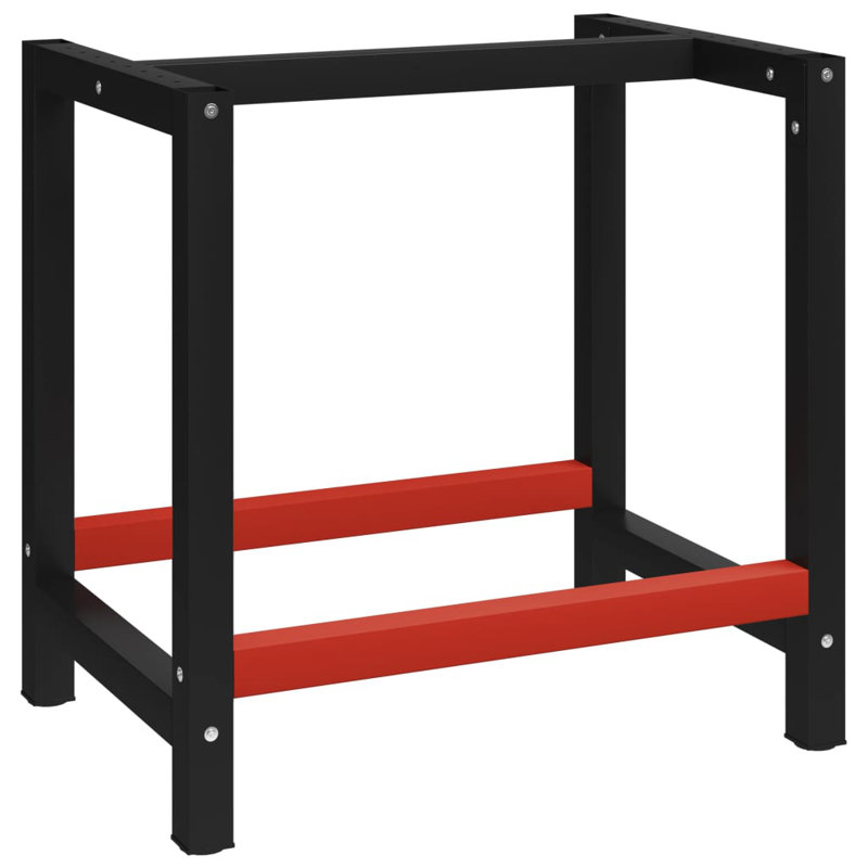 Work Bench Frame Metal Black and Red, 31.1" H x 31.5" W x 22.4" D