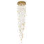 Lustre 9 lumières en laiton avec pierres de verre transparent et ambre-302423088