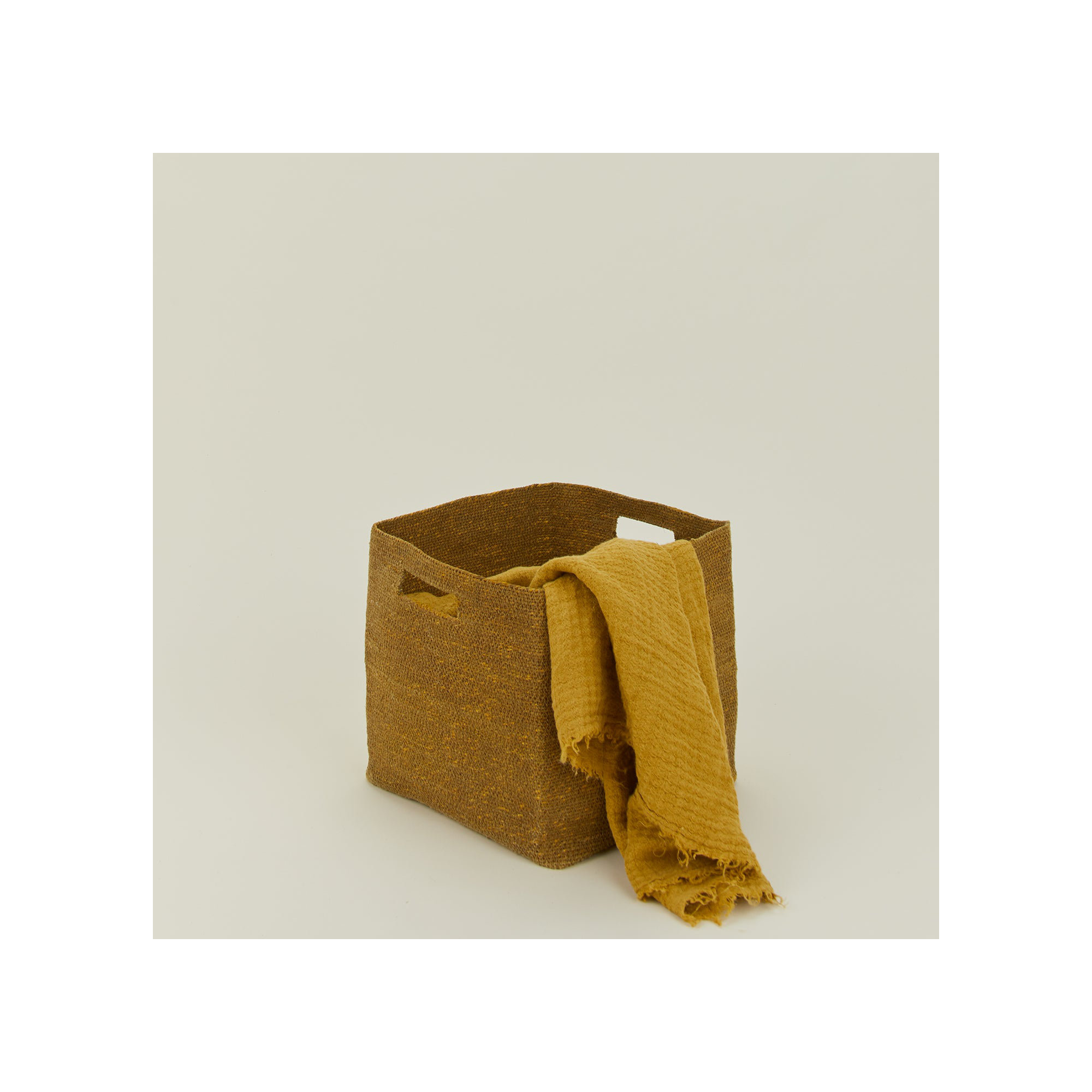Essential Laundry Basket with Handles, Mustard, 12" H x 13" W x 13" D