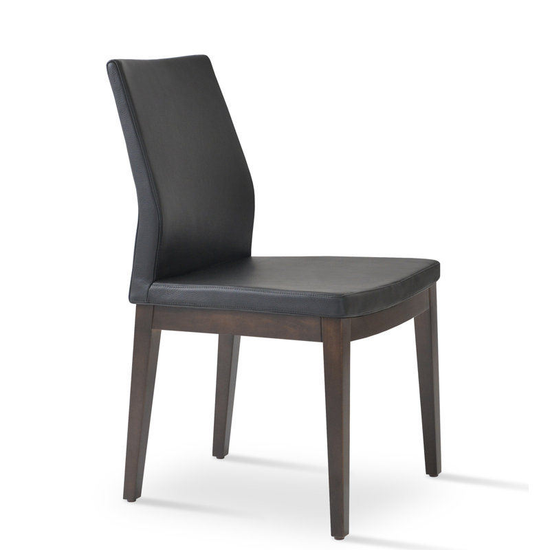 Pasha Wood Dining Chair in Boucle Fabric, Wenge, Off White Boucle