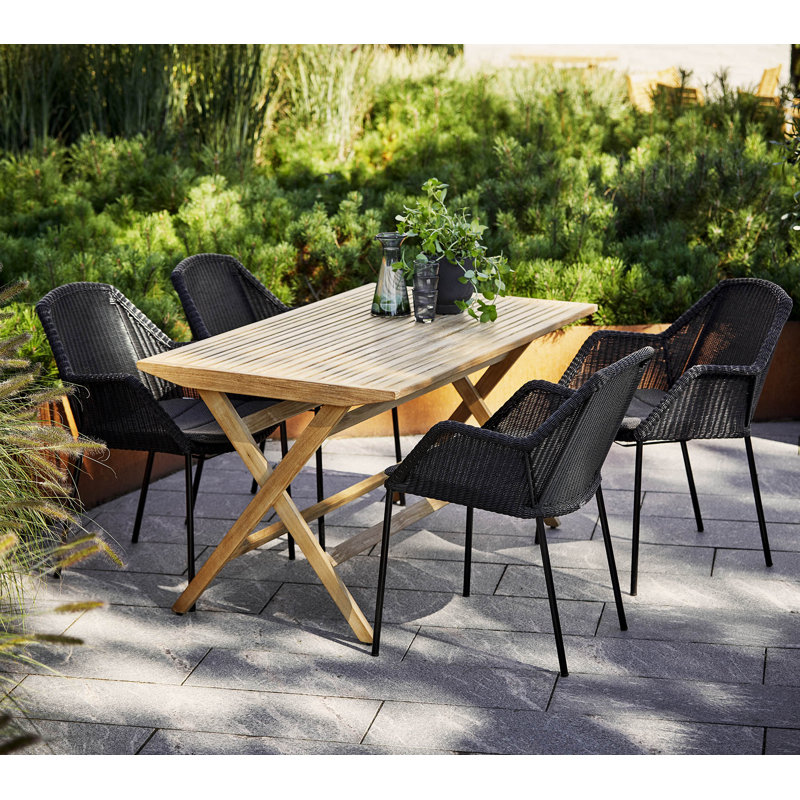Breeze Stacking Patio Dining Armchair with Cushion, Black, Gray
