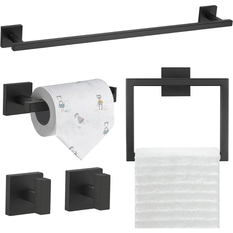 5 - Piece Bathroom Hardware Set, Matte Black